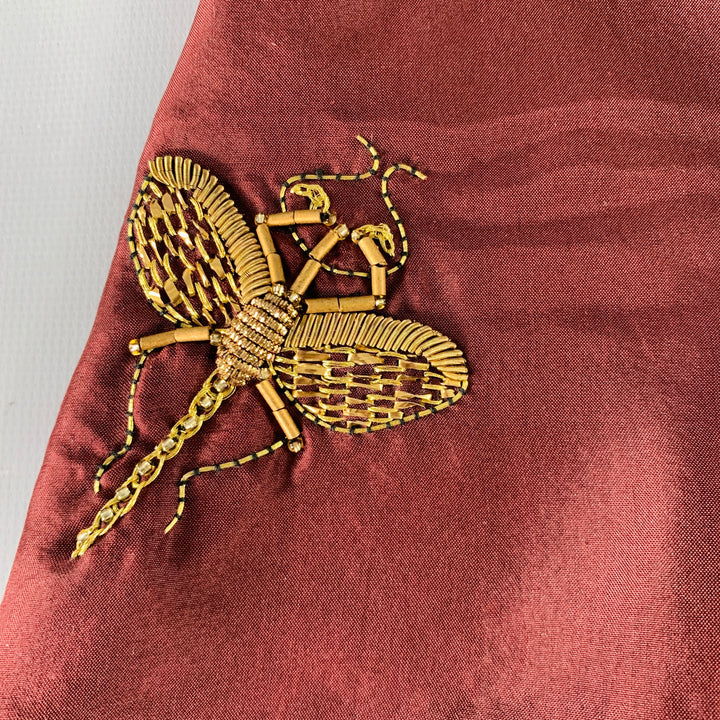 DRIES VAN NOTEN Brown Embroidered Silk Scarf