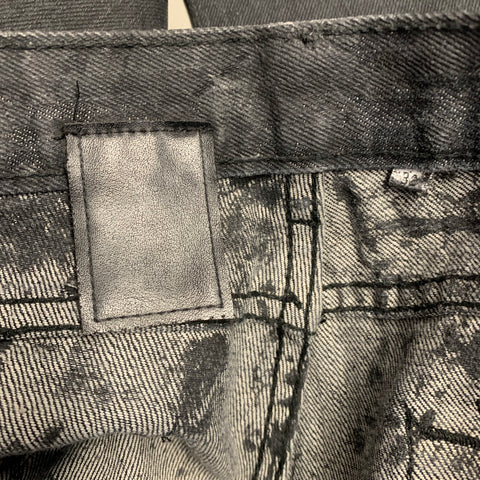 DIOR HOMME Size 32 Black Distressed Cotton Button Fly Jeans