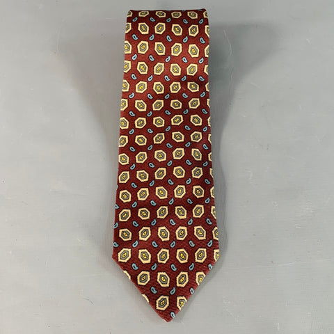 POLO by RALPH LAUREN Burgundy Grey Beige Paisley Silk Tie