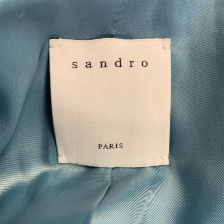 SANDRO Size 36 Blue Virgin Wool Blend Notch Lapel Suit