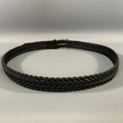NO BRAND Black Gold Braided Leather Belt