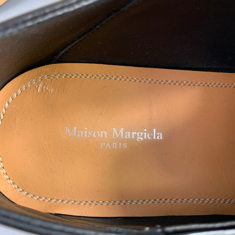 MAISON MARGIELA Size 8 Black Leather Contrast Stitch Loafer Flats
