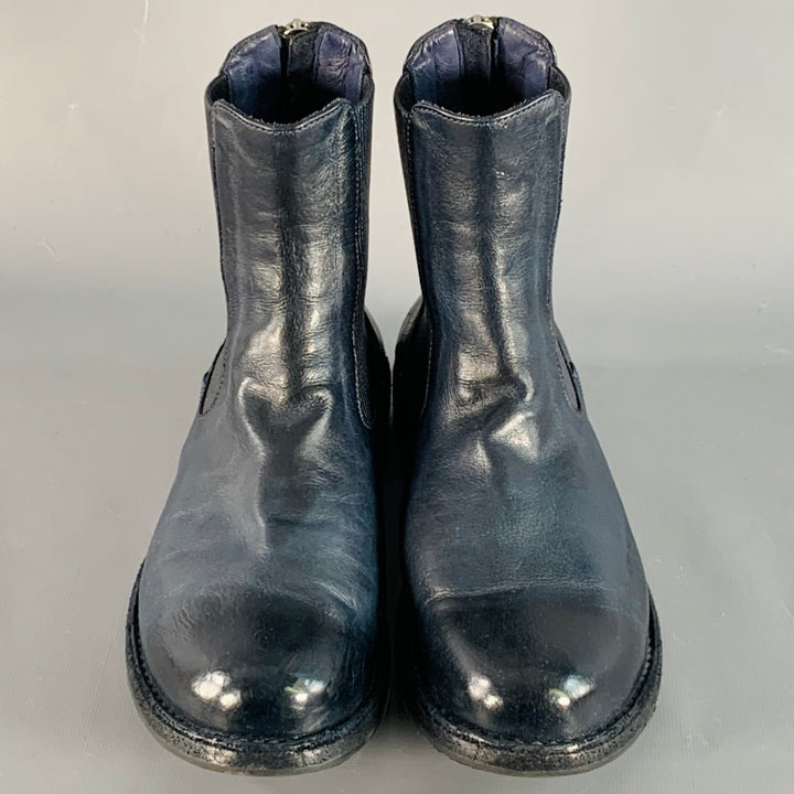 OFFICINE CREATIVE Size 7 Navy Antique Leather Ankle Chelsea Boots