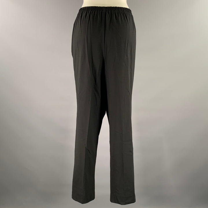 ESKANDAR Size XL Black Wool Elastane Pants