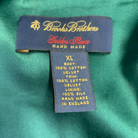 BROOKS BROTHERS Size XL Black Dark Green Blackwatch Plaid Velvet Smoking Jacket