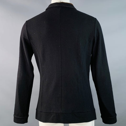 ANN DEMEULEMEESTER Taille M Veste Chemise Boutonnée en Crêpe de Laine Noire