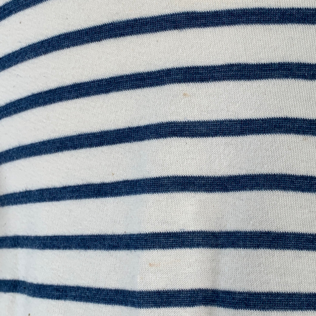 TODD SNYDER Size M White Blue Stripe Cotton Crew Neck Pullover