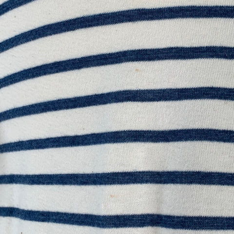 TODD SNYDER Size M White Blue Stripe Cotton Crew Neck Pullover