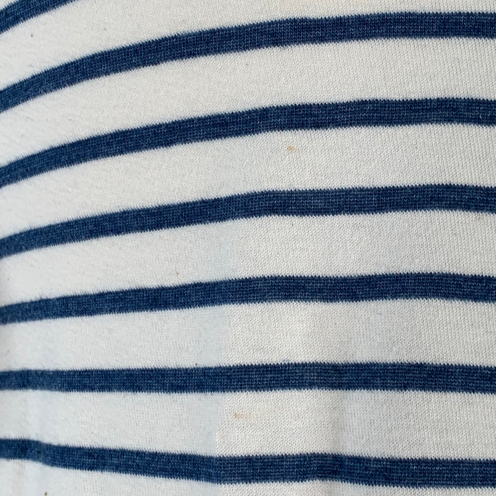 TODD SNYDER Size M White Blue Stripe Cotton Crew Neck Pullover