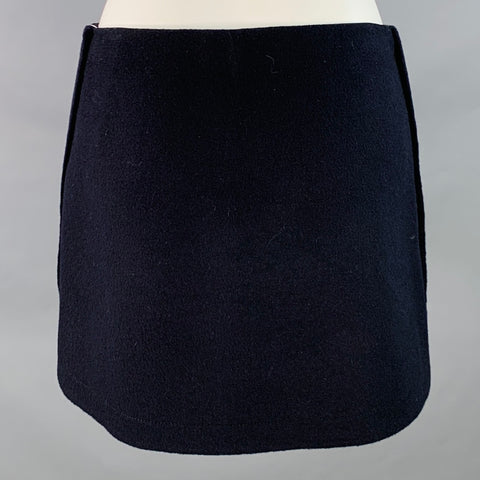 VANESSA BRUNO Size 0 Navy Wool Cashmere Blend Side Zipper Mini Skirt