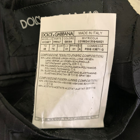 DOLCE & GABBANA Size 36 Black Pinstripe Wool Blend Jacket