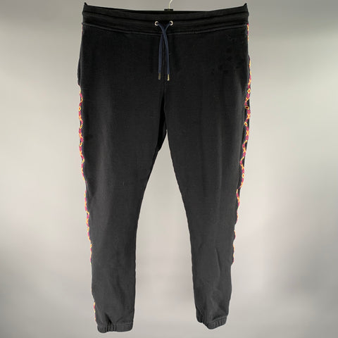 PS by PAUL SMITH Size L Black Multi-Color Stripe Cotton Sweatpants Casual Pants