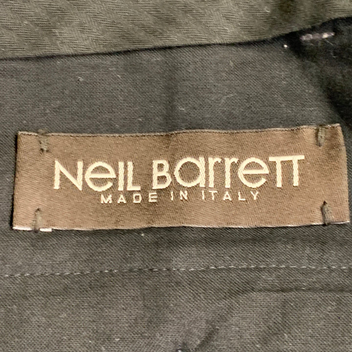 NEIL BARRETT Size 32 Black Charcoal Stripe Wool Flat Front Tapered Dress Pants