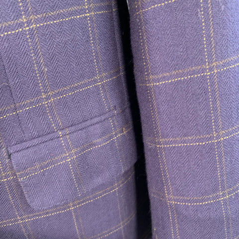 GIANLUCA ISAIA Chest Size 42 Long Navy Beige Window Pane Wool Sport Coat