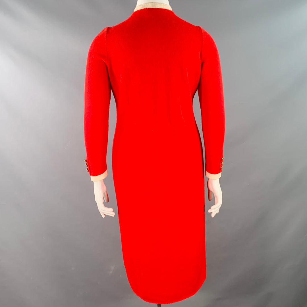 JAYLON Vintage Size 10 Red Cream Long Sleeve Knit Dress  Sui Generis  Designer Consignment