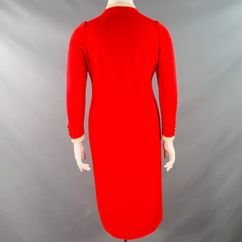 JAYLON Vintage Size 10 Red Cream Long Sleeve Knit Dress