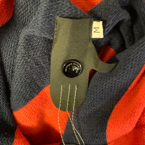 BERNHARD WILLHELM Size M Red Navy Stripe Cotton Hoodie Sweatshirt
