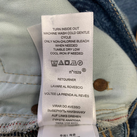 RALPH LAUREN Size 36 Indigo Patchwork Denim Zip Fly Jeans