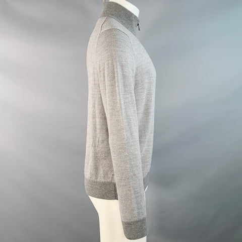 BROOKS BROTHERS Size M Grey Merino Wool 1/4 Zip Pullover