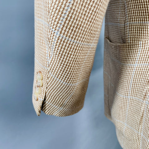 RALPH LAUREN Size 40 Brown Beige Plaid Cotton Notch Lapel Sport Coat