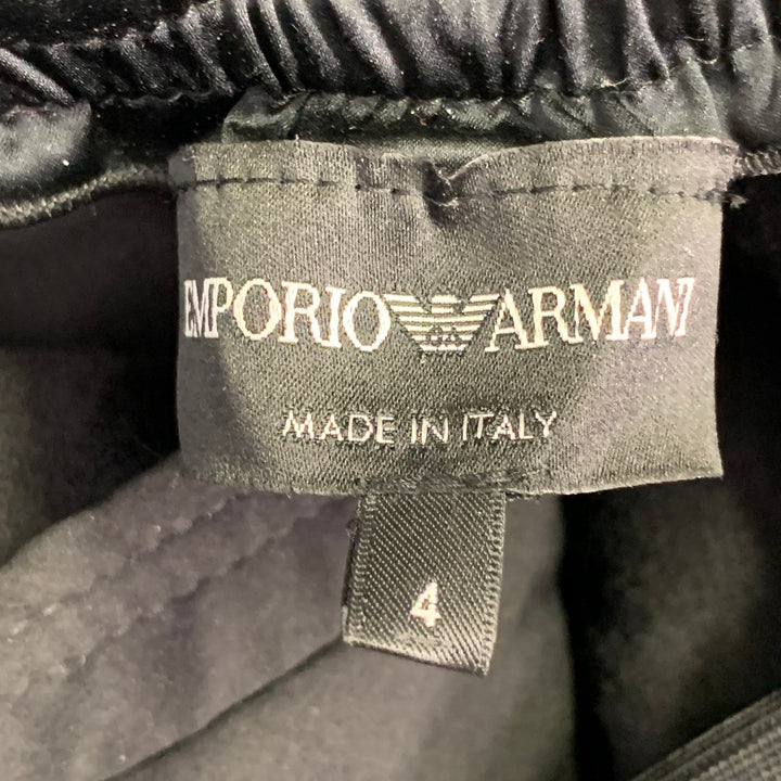 EMPORIO ARMANI Size 4 Black Wool Blend Pleated Wide Leg Floral Belt Dress Pants