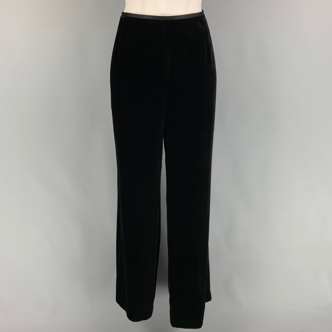 ARMANI COLLEZIONI Size 8 Black Velvet Wide Leg Dress Pants Sui Generis Designer Consignment ARMANI COLLEZIONI Size 8 Black Velvet Wide Leg Dress Pants Sui Generis Designer Consignment