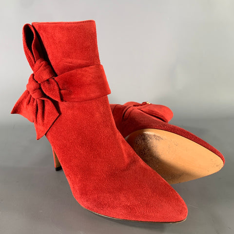 VALENTINO Size 9.5 Red Suede Suede Boots
