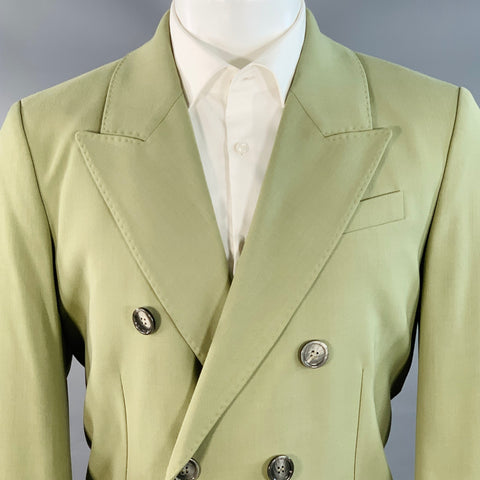 AMI by ALEXANDRE MATTIUSSI Size 40 Olive Wool Twill Double Breasted Sport Coat