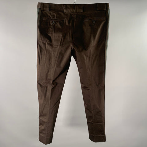 DOLCE & GABBANA Size 36 Brown Green Stripe Taped Casual Pants