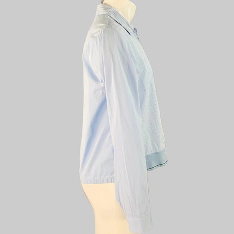 PRADA Taille M Blouson zippé en coton clouté bleu et argent