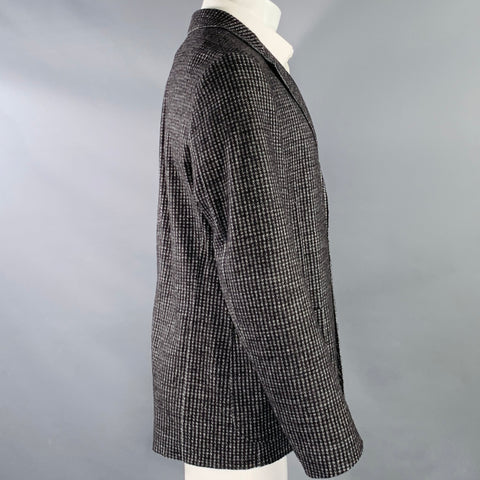 ARMANI COLLEZIONI Size 40 Grey Charcoal Checkered Wool Blend Sport Coat