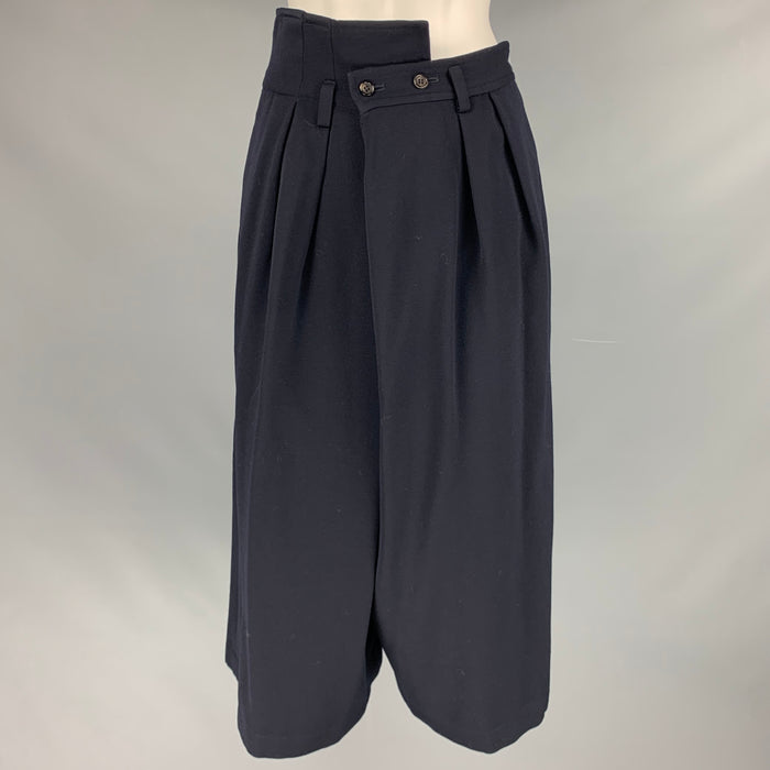 COMME des GARCONS 1988 Size M Navy Wool Drop Crotch Wide Leg Dress Pants