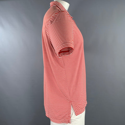 POLO by RALPH LAUREN Size L Red White Stripe Polyester Blend Polo