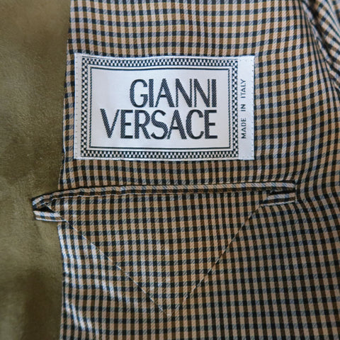 GIANNI VERSACE M Beige Wool Suede Notch Lapel Coat