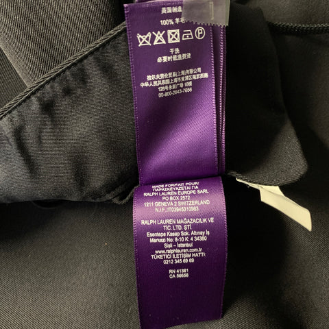 RALPH LAUREN Size 8 Black Navy Wool Wide leg Dress Pants