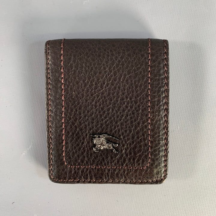 BURBERRY Brown Pebble Grain Leather Wallet