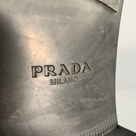 PRADA Size 13 Black Leather Derby Lace Up Shoes