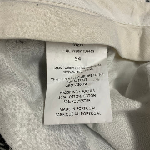 OFFICINE GENERALE Size 38 Grey Black Herringbone Wool Belted Dress Pants
