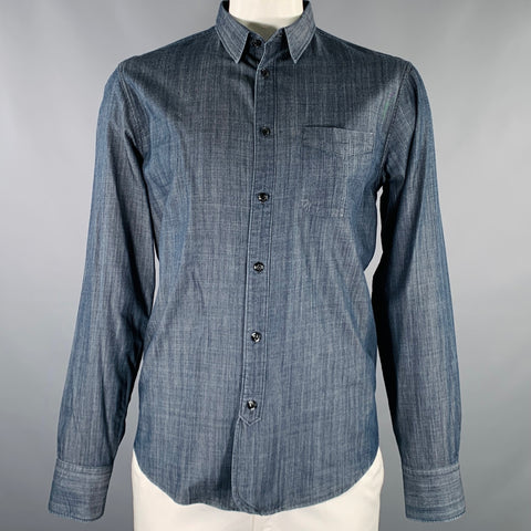 RAG & BONE Size L Indigo Cotton Button Up Long Sleeve Shirt