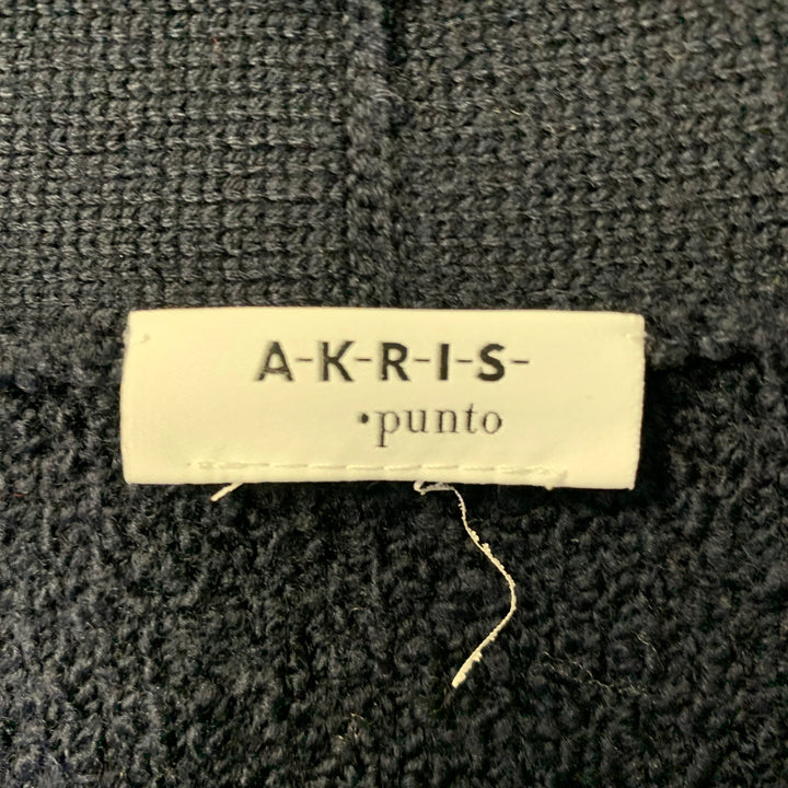 AKRIS Size L Navy Wool Polyamide Cashmere Boucle Cardigan
