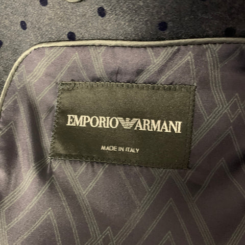 EMPORIO ARMANI Size 40 Navy Polka Dot Wool Blend Peak Lapel Sport Coat