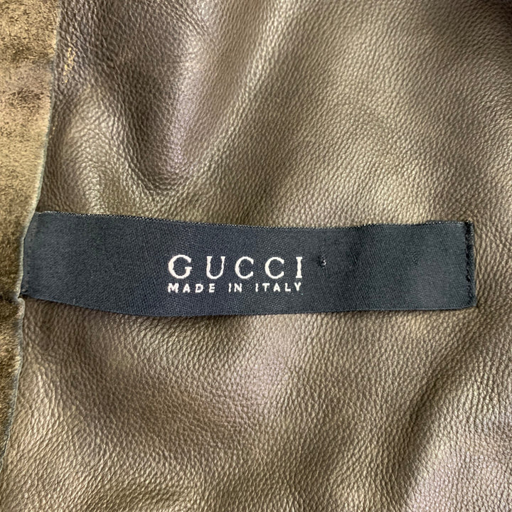 GUCCI Size M Brown Olive Suede Motorcycle Jacket
