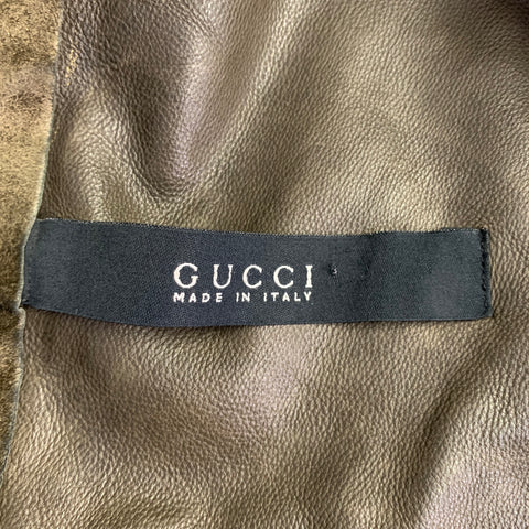 GUCCI Size M Vintage Brown Olive Suede Motorcycle Jacket
