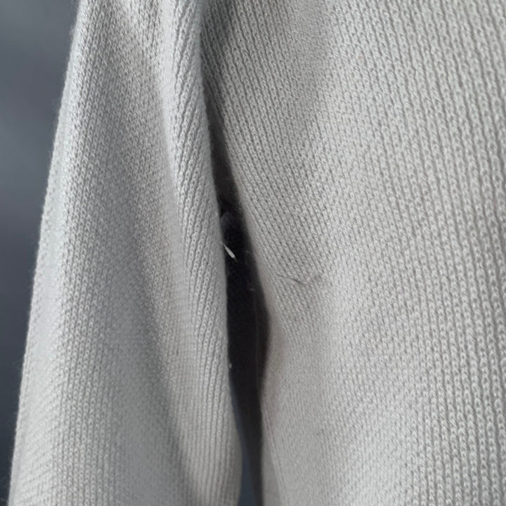 GIORGIO ARMANI Size XL Grey Contrast Trim Cashmere Silk V-Neck Sweater