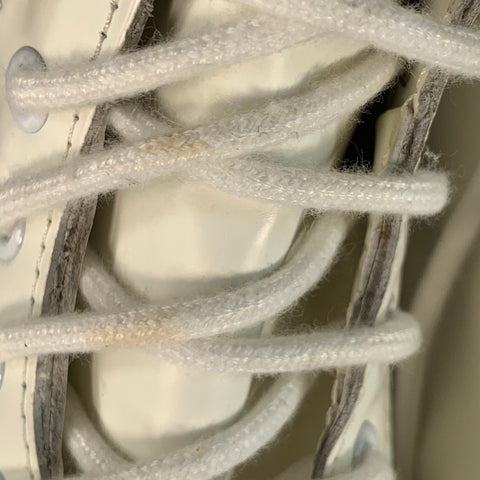 DR. MARTENS Size 10 White Leather Lace-Up Combat Boots