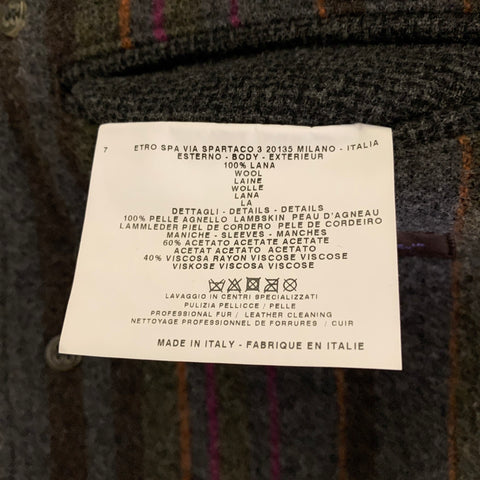 ETRO Size M Grey Brown Heather Wool Notch CollarJacket
