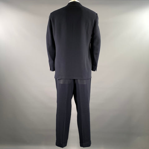 ERMENEGILDO ZEGNA Size 46 Navy Solid Wool Notch Lapel Suit