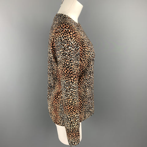 EQUIPMENT Size XS Black & Tan Cheetah Print Wool Pullover