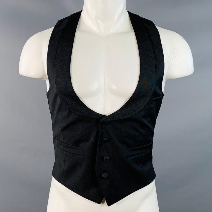 BAND OF OUTSIDERS Size 34 Black Wool Mohair Twill Shawl Vest