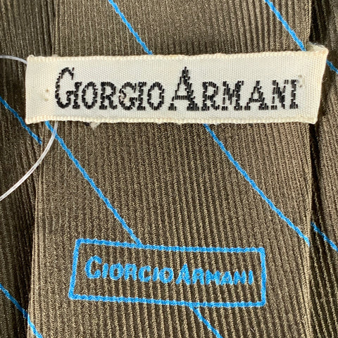 GIORGIO ARMANI Green Blue Diagonal Stripe Silk Tie